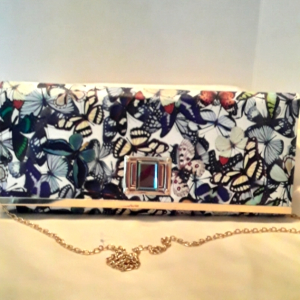 Butterfly print crossbody clutch bag